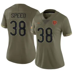 Women's Ameer Speed Chicago Bears No.38 Limited 2022 Salute To Service Jersey - Olive