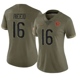 Women's Austin Reed Chicago Bears No.16 Limited 2022 Salute To Service Jersey - Olive