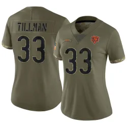 Women's Charles Tillman Chicago Bears No.33 Limited 2022 Salute To Service Jersey - Olive
