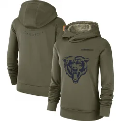 Women's Chicago Bears No. 2018 Salute to Service Team Logo Performance Pullover Hoodie - Olive