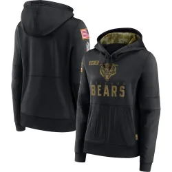 Women's Chicago Bears No. 2020 Salute to Service Performance Pullover Hoodie - Black