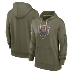 Women's Chicago Bears No. 2022 Salute to Service Performance Pullover Hoodie - Olive