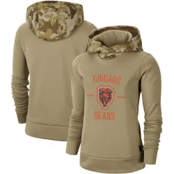 Women's Chicago Bears No. Khaki 2019 Salute to Service Therma Pullover Hoodie
