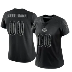 Women's Custom Chicago Bears No.00 Limited Reflective Jersey - Black