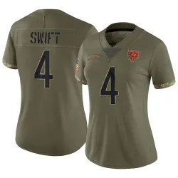 Women's D'Andre Swift Chicago Bears No.4 Limited 2022 Salute To Service Jersey - Olive