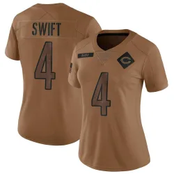 Women's D'Andre Swift Chicago Bears No.4 Limited 2023 Salute To Service Jersey - Brown