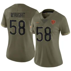 Women's Darnell Wright Chicago Bears No.58 Limited 2022 Salute To Service Jersey - Olive