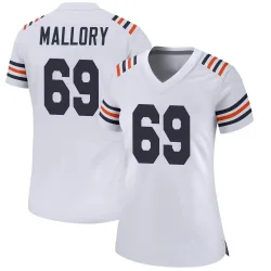 Women's Dashaun Mallory Chicago Bears No.69 Game Alternate Classic Jersey - White