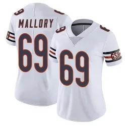 Women's Dashaun Mallory Chicago Bears No.69 Limited Vapor Untouchable Jersey - White