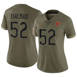 Women's Drew Dalman Chicago Bears No.52 Limited 2022 Salute To Service Jersey - Olive