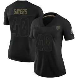 Women's Gale Sayers Chicago Bears No.40 Limited 2020 Salute To Service Jersey - Black