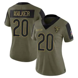 Women's Jahdae Walker Chicago Bears No.20 Limited 2021 Salute To Service Jersey - Olive