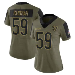 Women's Jamree Kromah Chicago Bears No.59 Limited 2021 Salute To Service Jersey - Olive