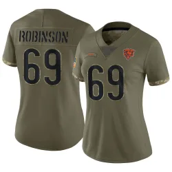 Women's Jereme Robinson Chicago Bears No.69 Limited 2022 Salute To Service Jersey - Olive