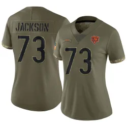 Women's Jonah Jackson Chicago Bears No.73 Limited 2022 Salute To Service Jersey - Olive