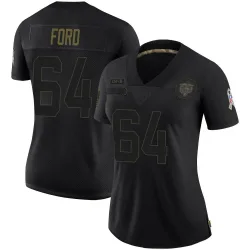 Women's Jonathan Ford Chicago Bears No.64 Limited 2020 Salute To Service Jersey - Black