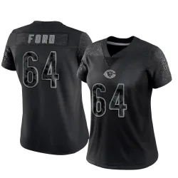 Women's Jonathan Ford Chicago Bears No.64 Limited Reflective Jersey - Black