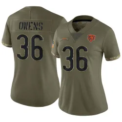Women's Jonathan Owens Chicago Bears No.36 Limited 2022 Salute To Service Jersey - Olive