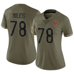 Women's Joshua Miles Chicago Bears No.78 Limited 2022 Salute To Service Jersey - Olive