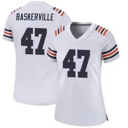 Women's Micah Baskerville Chicago Bears No.47 Game Alternate Classic Jersey - White