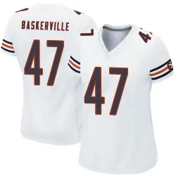 Women's Micah Baskerville Chicago Bears No.47 Game Jersey - White