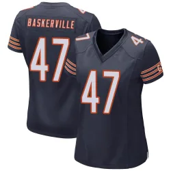 Women's Micah Baskerville Chicago Bears No.47 Game Team Color Jersey - Navy