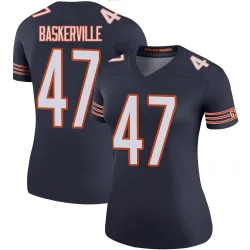 Women's Micah Baskerville Chicago Bears No.47 Legend Color Rush Jersey - Navy