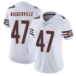 Women's Micah Baskerville Chicago Bears No.47 Limited Vapor Untouchable Jersey - White