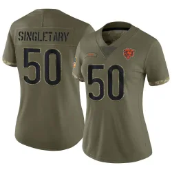 Women's Mike Singletary Chicago Bears No.50 Limited 2022 Salute To Service Jersey - Olive