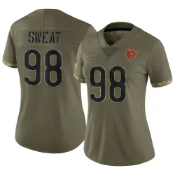 Women's Montez Sweat Chicago Bears No.98 Limited 2022 Salute To Service Jersey - Olive