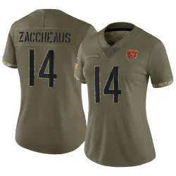 Women's Olamide Zaccheaus Chicago Bears No.14 Limited 2022 Salute To Service Jersey - Olive