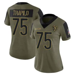 Women's Ozzy Trapilo Chicago Bears No.75 Limited 2021 Salute To Service Jersey - Olive