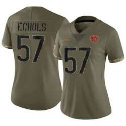 Women's Power Echols Chicago Bears No.57 Limited 2022 Salute To Service Jersey - Olive
