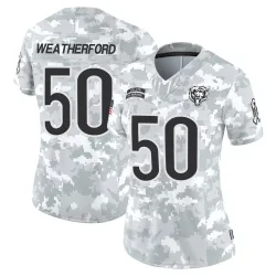 Women's Sterling Weatherford Chicago Bears No.50 Limited 2024 Salute to Service Jersey - Arctic Camo