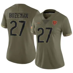 Women's Swayze Bozeman Chicago Bears No.27 Limited 2022 Salute To Service Jersey - Olive