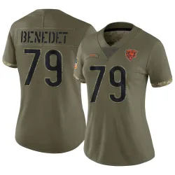 Women's Theo Benedet Chicago Bears No.79 Limited 2022 Salute To Service Jersey - Olive