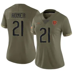 Women's Travis Homer Chicago Bears No.21 Limited 2022 Salute To Service Jersey - Olive