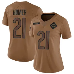 Women's Travis Homer Chicago Bears No.21 Limited 2023 Salute To Service Jersey - Brown