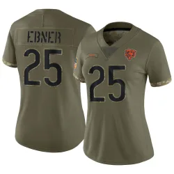 Women's Trestan Ebner Chicago Bears No.25 Limited 2022 Salute To Service Jersey - Olive