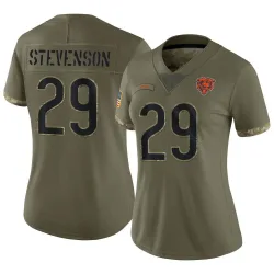 Women's Tyrique Stevenson Chicago Bears No.29 Limited 2022 Salute To Service Jersey - Olive