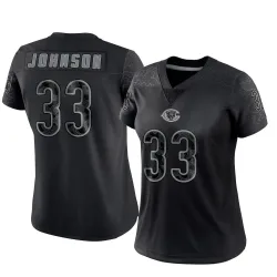 Women's Tysheem Johnson Chicago Bears No.33 Limited Reflective Jersey - Black