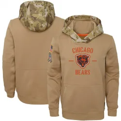 Youth Chicago Bears No. Khaki 2019 Salute to Service Therma Pullover Hoodie