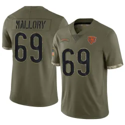 Youth Dashaun Mallory Chicago Bears No.69 Limited 2022 Salute To Service Jersey - Olive