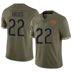 Youth Elijah Hicks Chicago Bears No.22 Limited 2022 Salute To Service Jersey - Olive