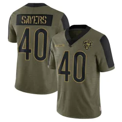 Youth Gale Sayers Chicago Bears No.40 Limited 2021 Salute To Service Jersey - Olive