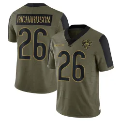 Youth JP Richardson Chicago Bears No.26 Limited 2021 Salute To Service Jersey - Olive