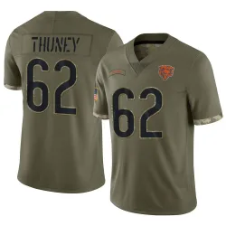 Youth Joe Thuney Chicago Bears No.62 Limited 2022 Salute To Service Jersey - Olive