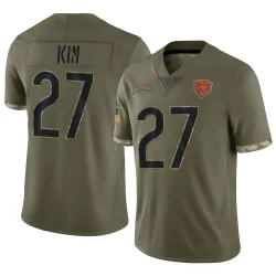 Youth Jonathan Kim Chicago Bears No.27 Limited 2022 Salute To Service Jersey - Olive