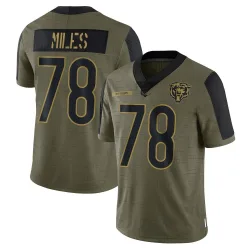 Youth Joshua Miles Chicago Bears No.78 Limited 2021 Salute To Service Jersey - Olive