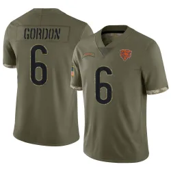 Youth Kyler Gordon Chicago Bears No.6 Limited 2022 Salute To Service Jersey - Olive